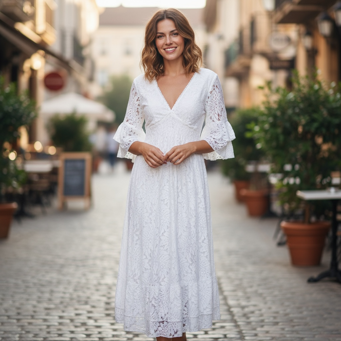 Astrid - Boho Dress - White
