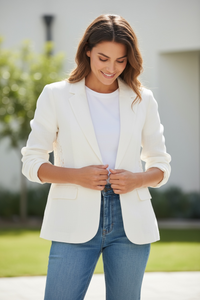 Alessandra - Lila Linen Blazer