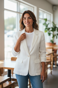 Alessandra - Lila Linen Blazer