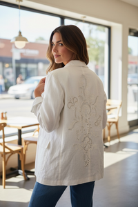 Alessandra - Lila Linen Blazer