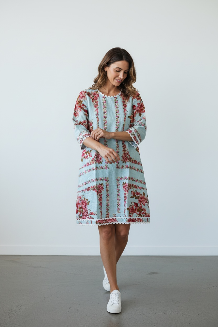 Alessandra - Claire LInen Dress in Portofino