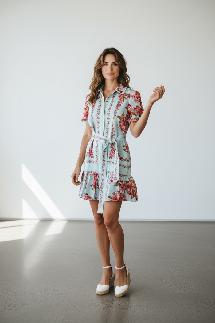 Alessandra - Renae Linen Dress Portofino