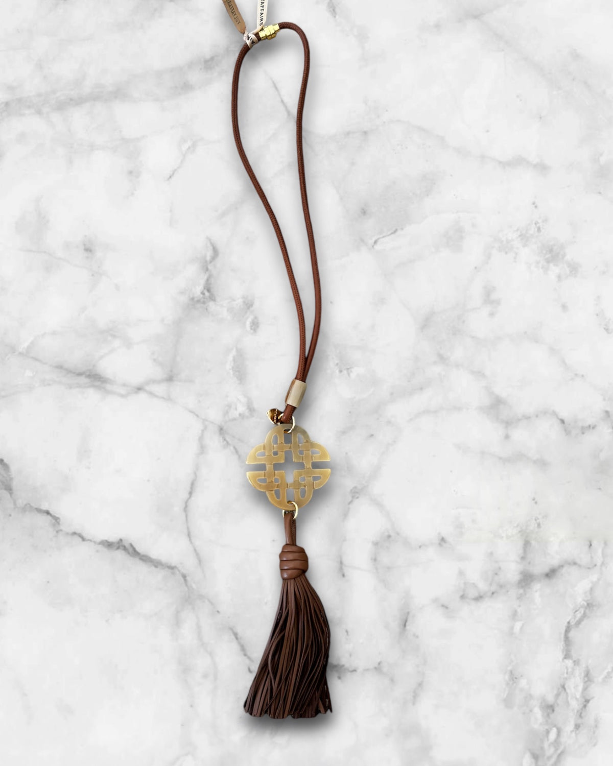 MADITA-FEDORA Horn & lamb leather Necklace