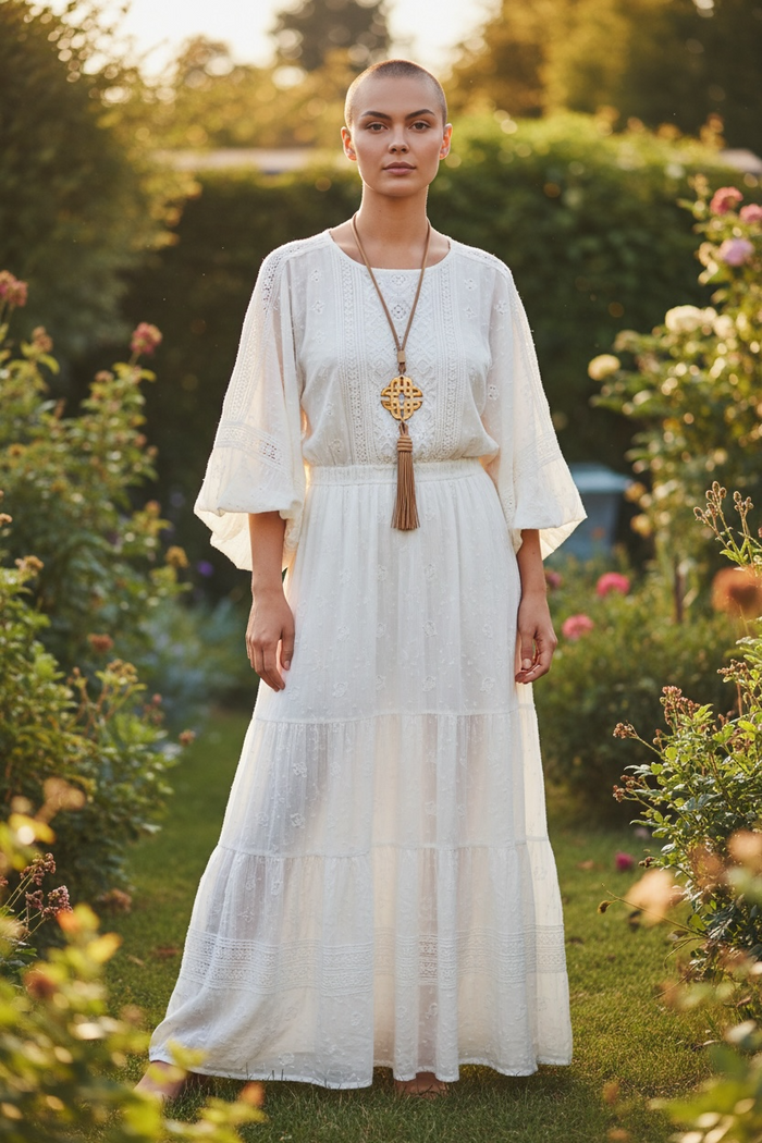 MADITA-FEDORA Horn & lamb leather Necklace