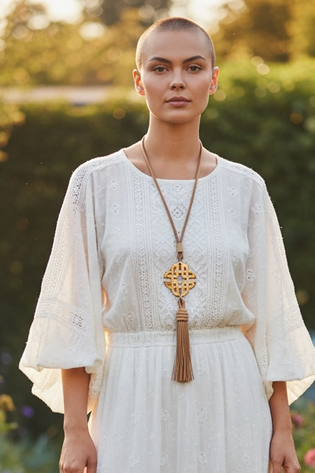 MADITA-FEDORA Horn & lamb leather Necklace