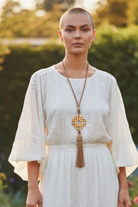 MADITA-FEDORA Horn & lamb leather Necklace