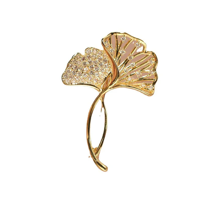 Gold Ginko Brooch