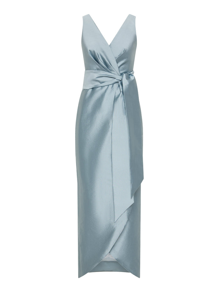 Moss & Spy Prudence Dress sky blue, tulip midi skirt detail