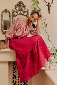 Once Was - Sakina Cotton Silk Blouse in Palmarosa