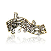 Retro Rhinestone Notes Pin