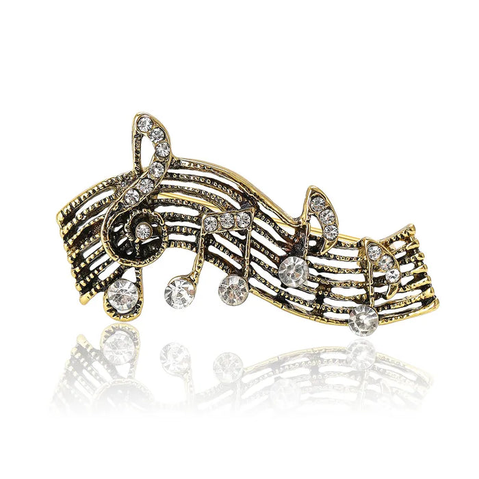 Retro Rhinestone Notes Pin