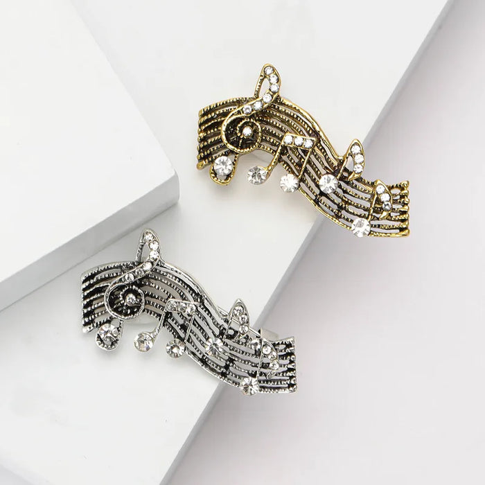 Retro Rhinestone Notes Pin