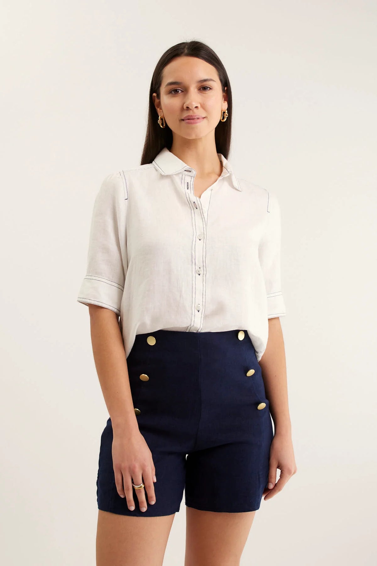 Alessandra - Ruby Linen Shirt - White