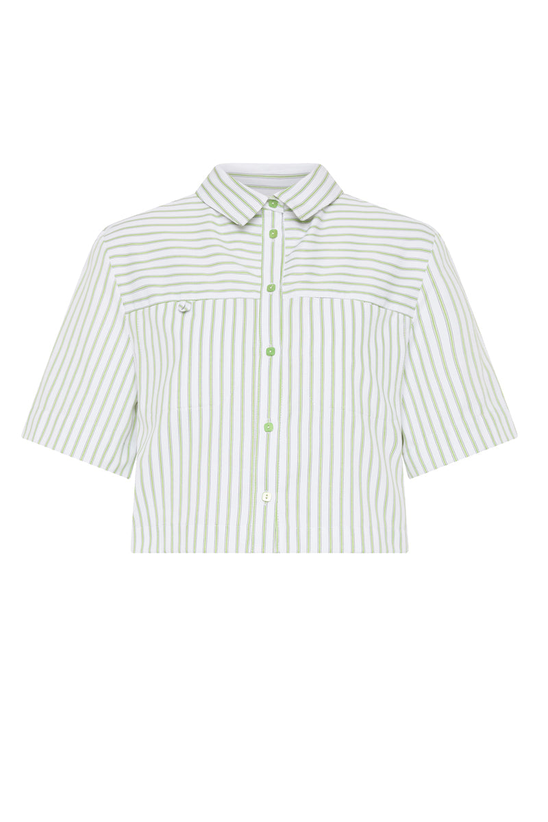 Eder by Anna Lola Crop Shirt in Green pistachio stripe