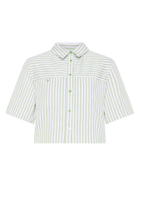 Eder by Anna Lola Crop Shirt in Green pistachio stripe