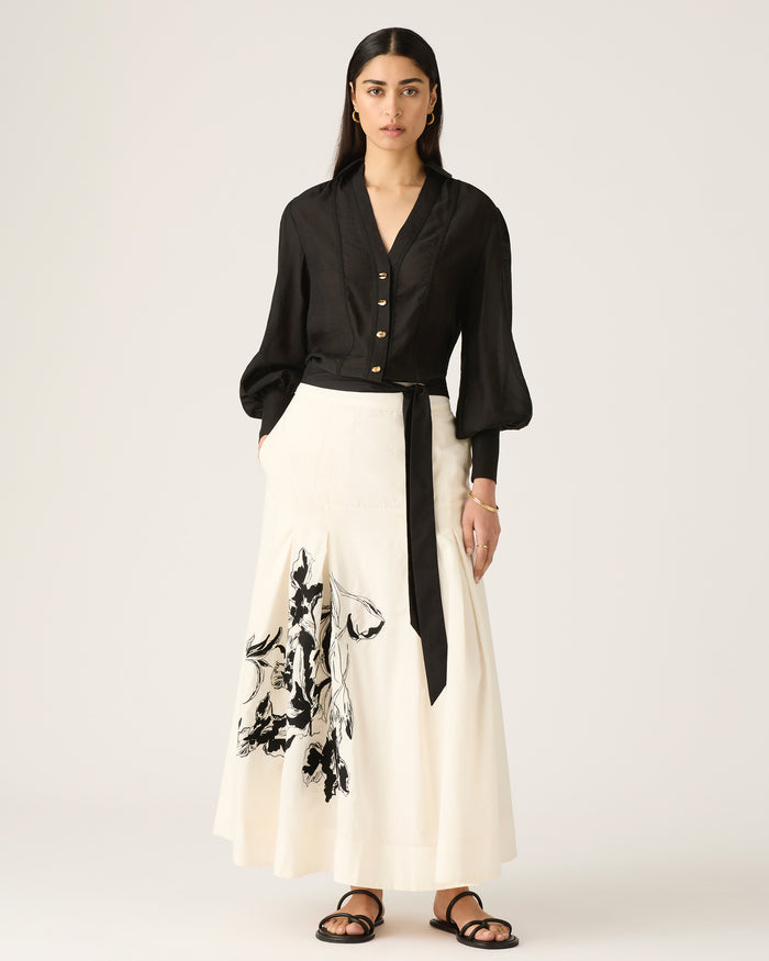 Mos the Label - Lis Embroidered Midi Skirt