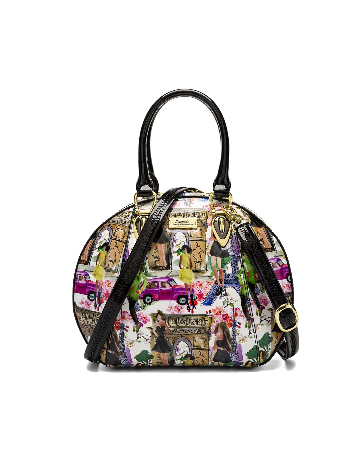 Serenade Paris Round patent leather bag