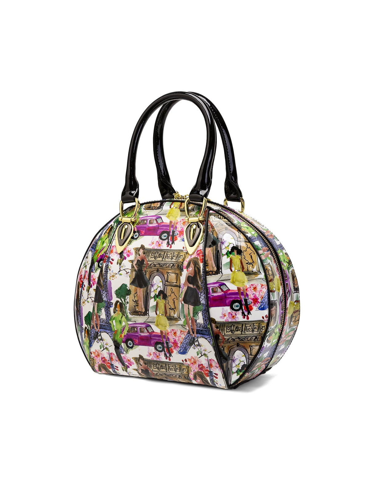 Serenade Paris Round patent leather bag
