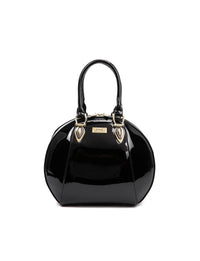 Allura Rounded Mini Patent Leather Handbag - Black