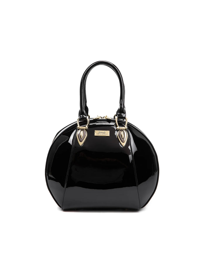 Allura Rounded Mini Patent Leather Handbag - Black
