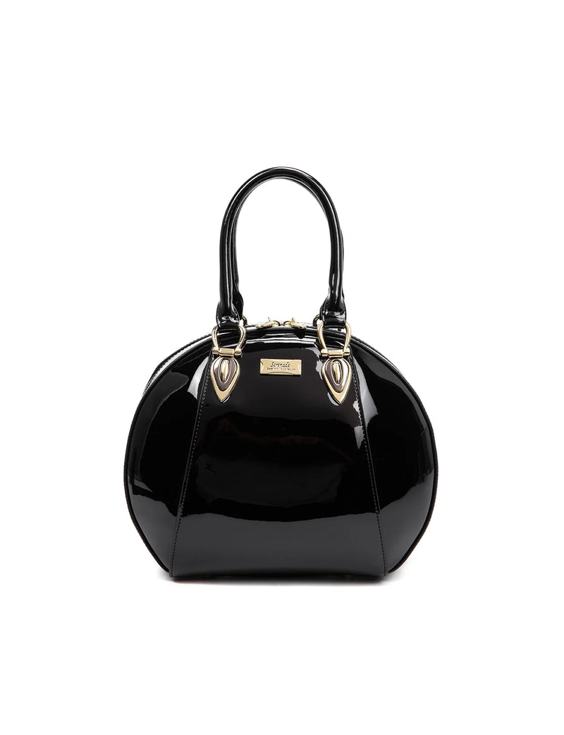 Allura Rounded Mini Patent Leather Handbag - Black