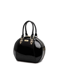 Allura Rounded Mini Patent Leather Handbag - Black