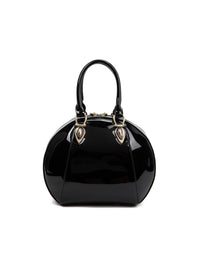 Allura Rounded Mini Patent Leather Handbag - Black