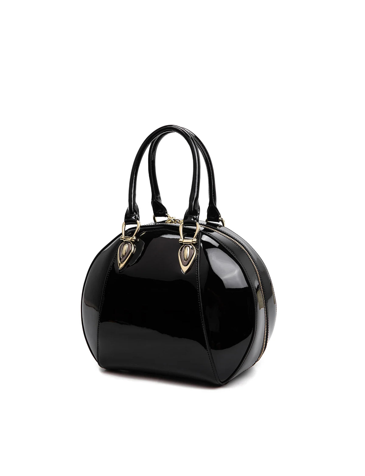 Allura Rounded Mini Patent Leather Handbag - Black