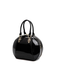Allura Rounded Mini Patent Leather Handbag - Black