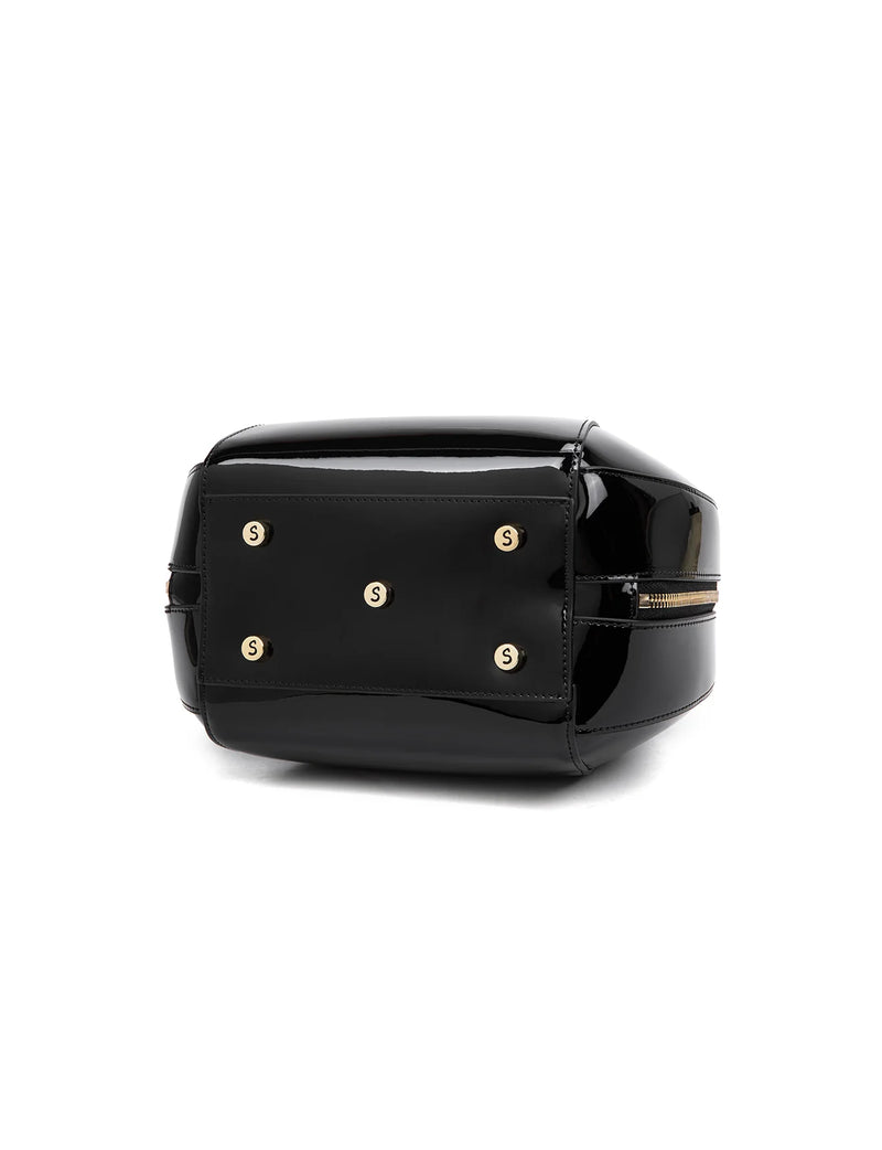 Allura Rounded Mini Patent Leather Handbag - Black
