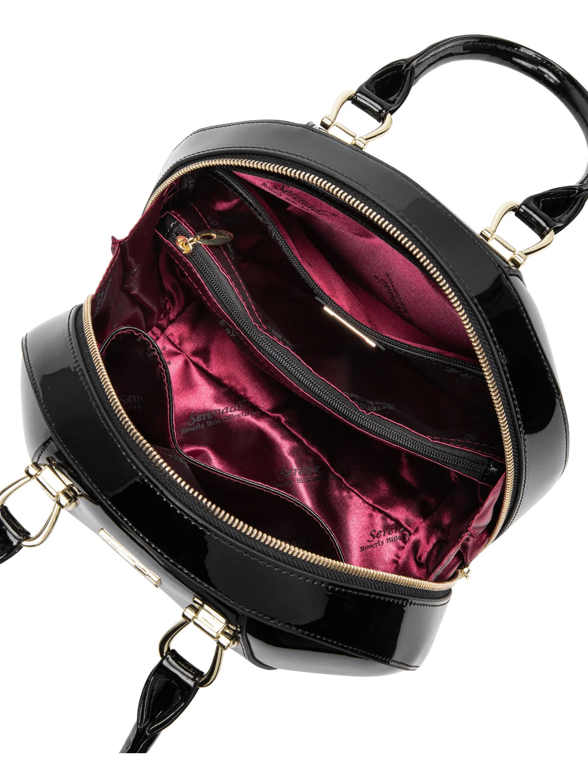 Allura Rounded Mini Patent Leather Handbag - Black