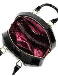 Allura Rounded Mini Patent Leather Handbag - Black