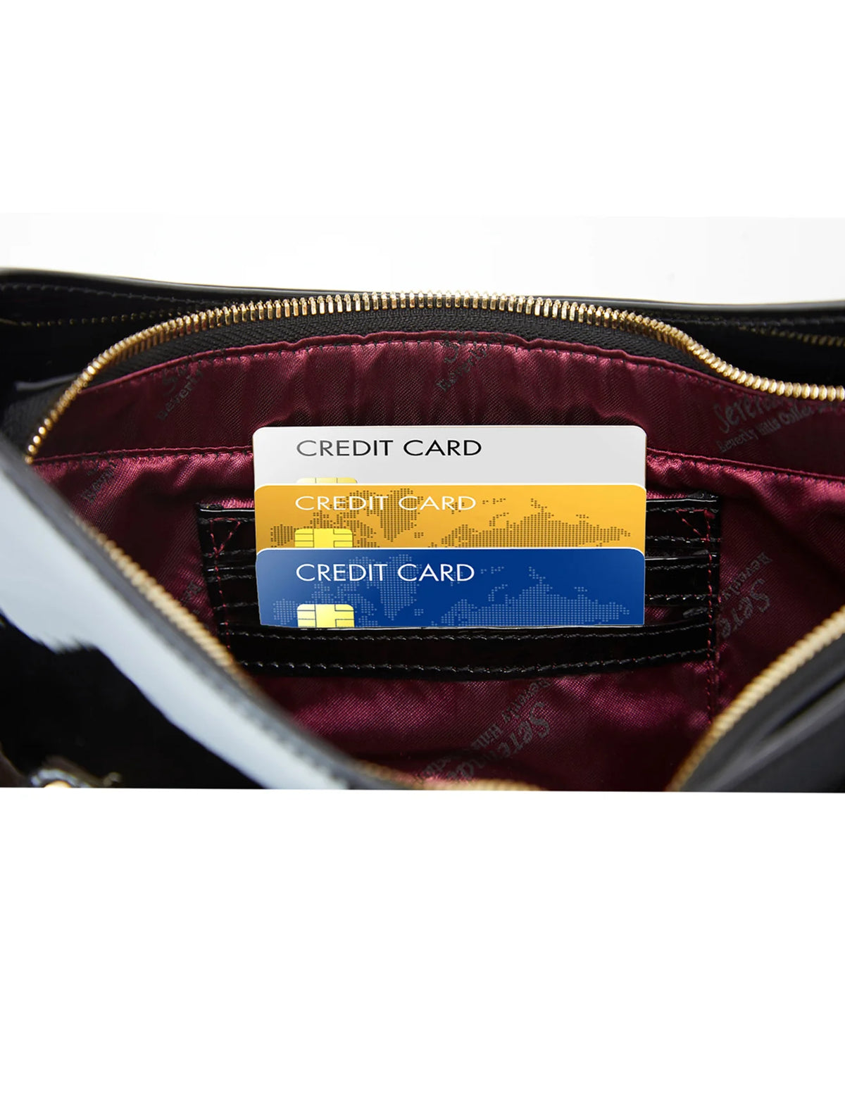 Allura Patent Leather Bag with RFID - Black