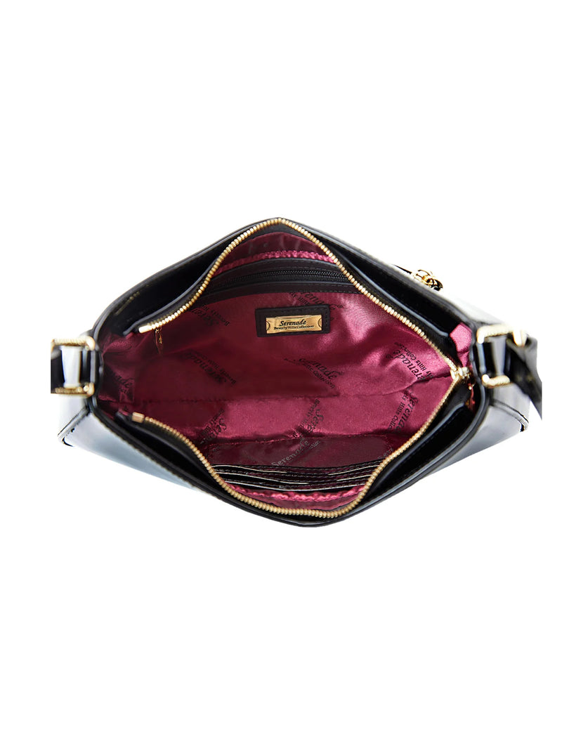 Allura Patent Leather Bag with RFID - Black
