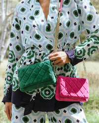 Sarah Cross Body Bag - Hot Pink Suede
