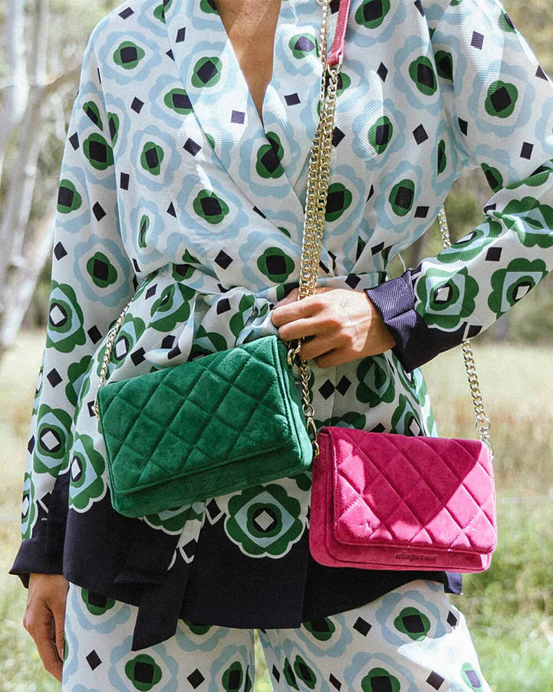 Sarah Cross Body Bag - Hot Pink Suede