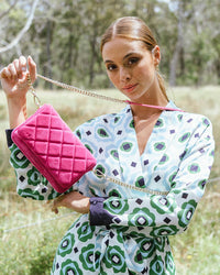 Sarah Cross Body Bag - Hot Pink Suede