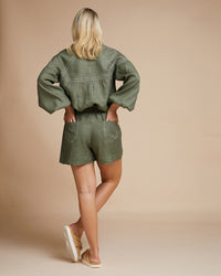 Sardinia Blouse - Olive Zig Zag
