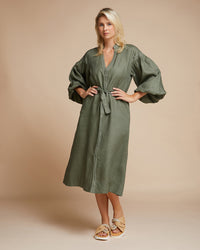 Sardinia Dress - Olive Zig Zag