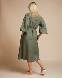 Sardinia Dress - Olive Zig Zag