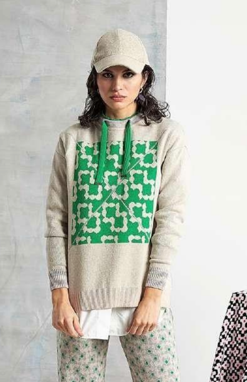Beige & Green Sweater