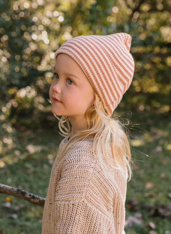 Acorn - Berlin Merino Beanie - Biscuit and Cream Stripe