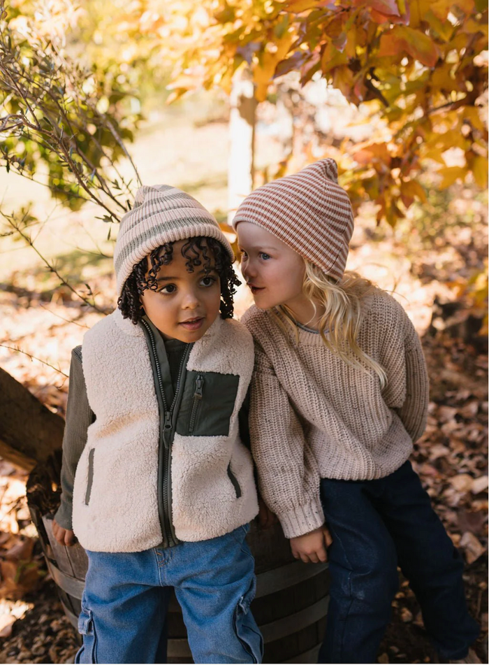 Acorn - Tokyo Merino Beanie - Sage Stripe