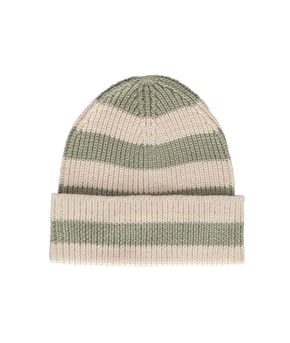 Acorn - Tokyo Merino Beanie - Sage Stripe