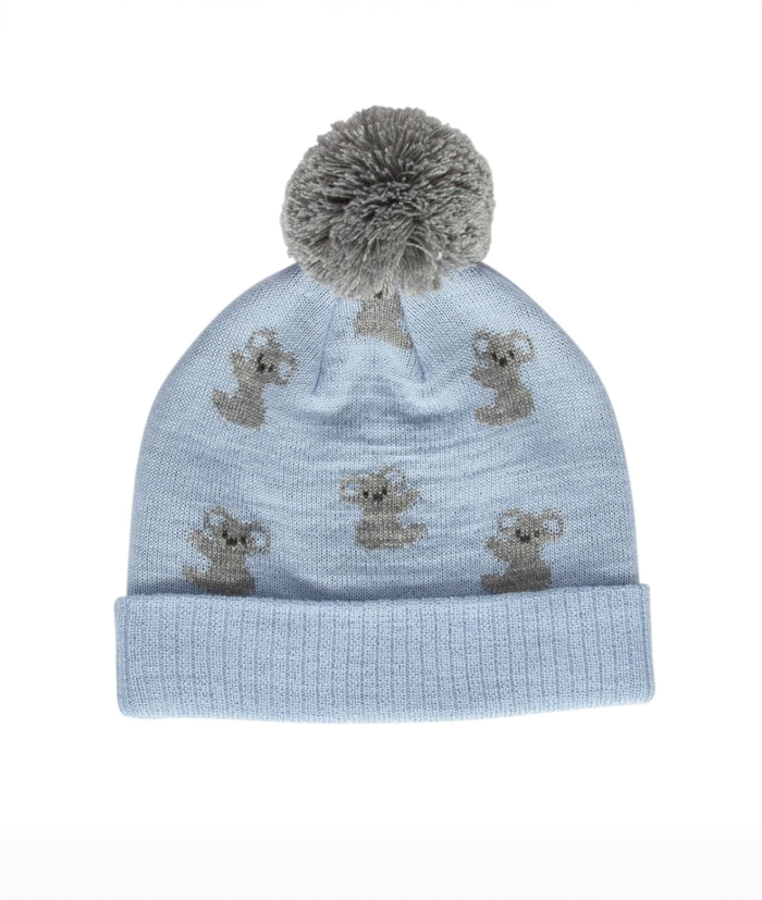 Acorn - Koala Merino Beanie - Blue & Grey