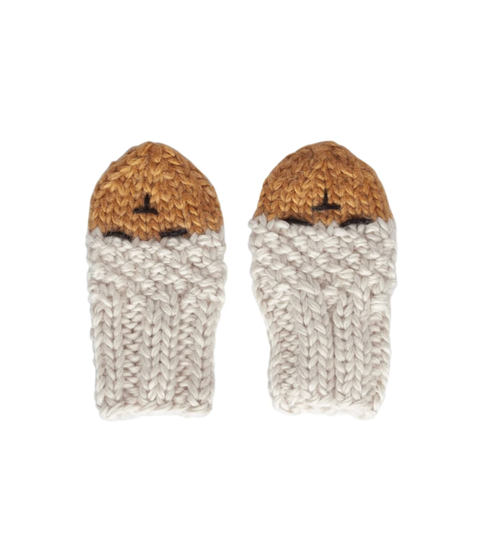 Acorn - Infant Bear Mittens - Oatmeal