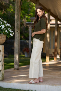 Loobies Story Galle Pant in Ecru - embroidery detail