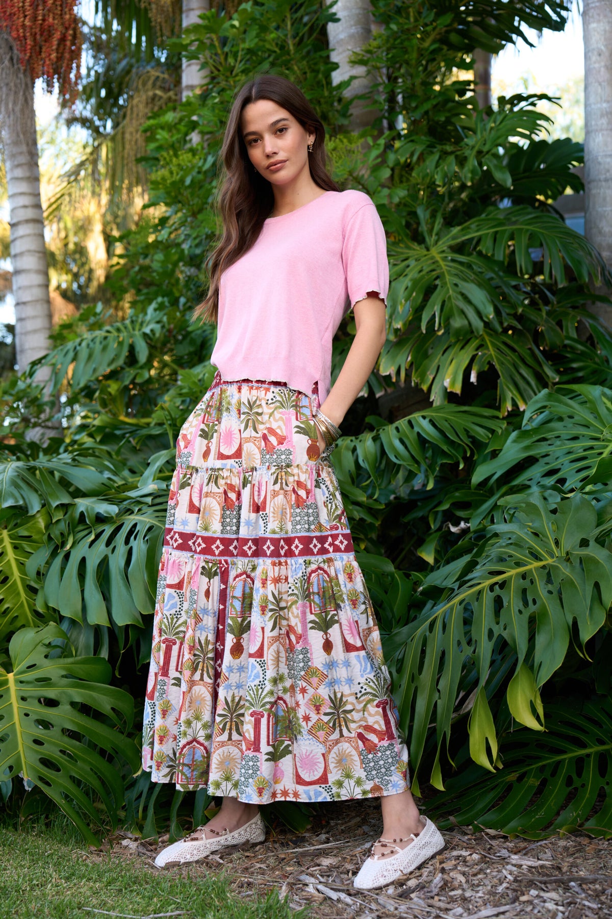 Loobies Story Jaffna Skirt in Bone Multi - styled