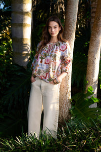 Loobies Story Jaffna Blouse in Bone Multi - styled