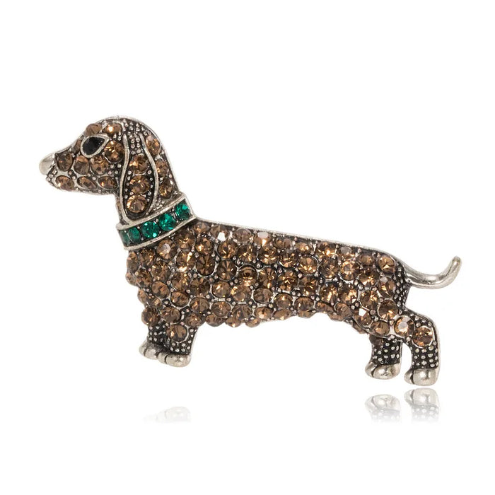 Dachshund Rhinestone Brooch